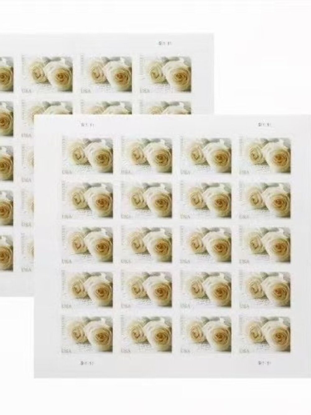 200 lifetime white roses unusedwedding stamps